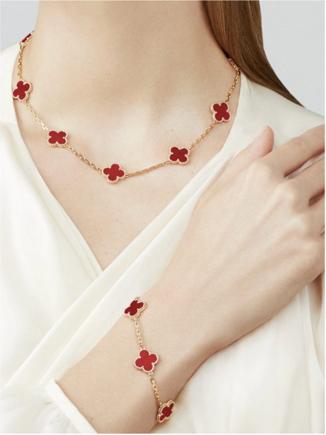 Bracelet Vintage Alhambra 5 motifs (RED)