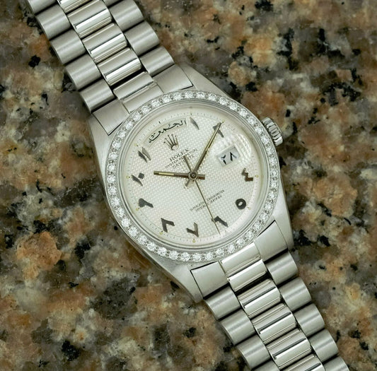 Rolex Day-Date 1804 'Arabic Guilloché' (WHITE)